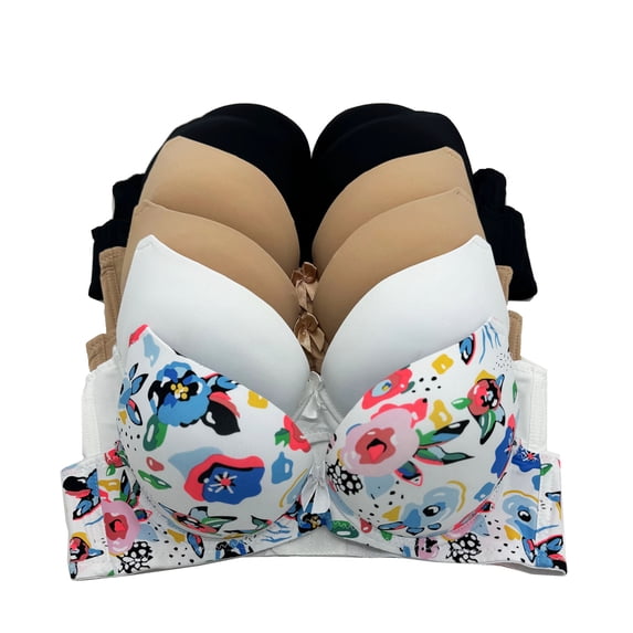 6 pcs Max Lift Power Wired Add 2 Cup Sizes T-Shirt Double Push Up Bra B/C 32B