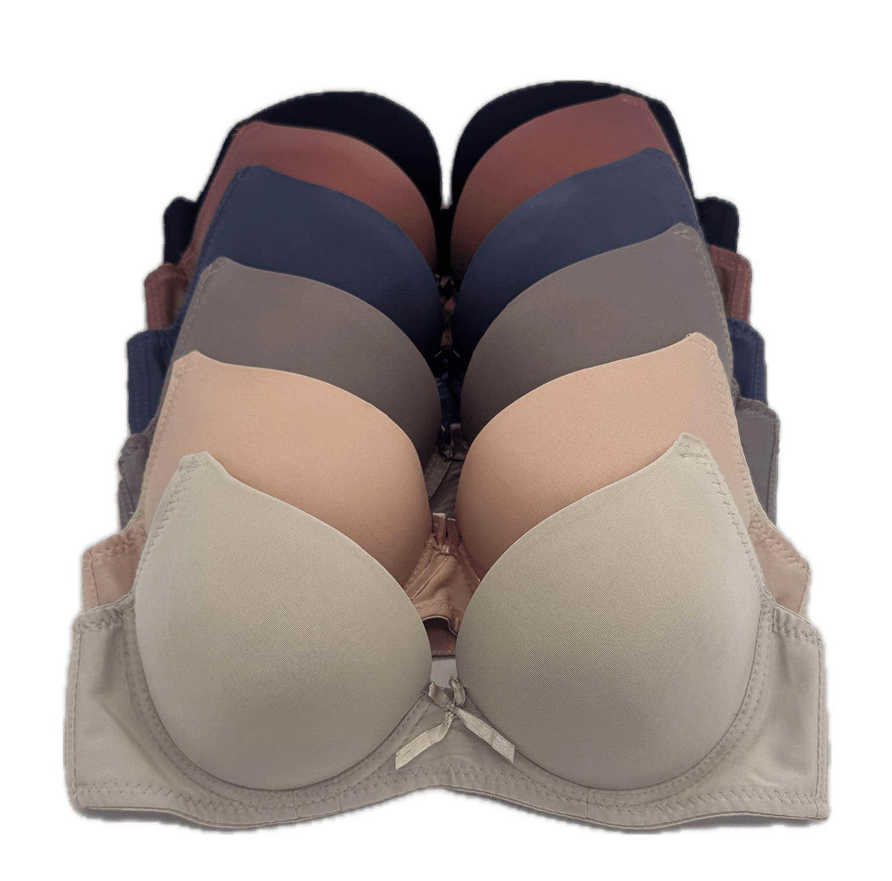 6 pcs Max Lift Power Wired Add 2 Cup Sizes T-Shirt Double Push Up Bra B/C 34C