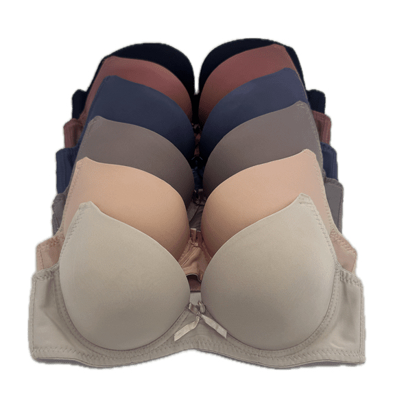 6 pcs Max Lift Power Wired Add 2 Cup Sizes T-Shirt Double Push Up Bra B/C 34C