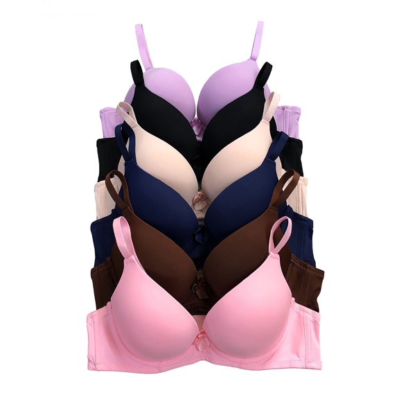 6 pcs Max Lift Power Wired Add 2 Cup Sizes T-Shirt Double Push Up Bra B/C 40C (4490-62LE2-62LE1)