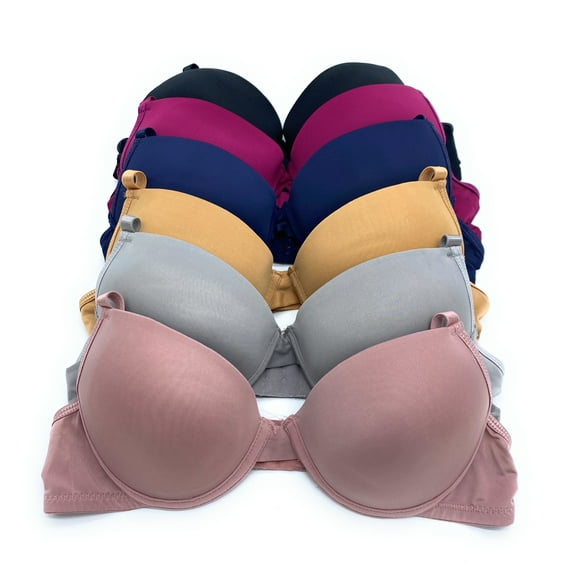 6 pcs Max Lift Power Wired Add 2 Cup T-Shirt Double Push Up Bra 34A