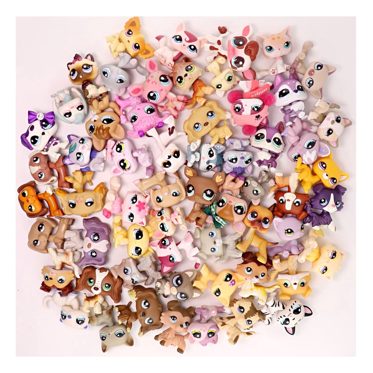 6 pcs Minilpsshop Random Mini Pet Toys Shorthair Cat Collie Dachshund Kitten Wolf Husky Cocker Spaniel Lamb