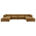 thumbnail image 1 of 6 pcs Modular Sofa, Brown, Faux Leather, Living Room Lounge Cafe Lobby Hospitality Restaurant, Modern Contemporary, HB37680, 1 of 9