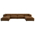thumbnail image 1 of 6 pcs Modular Sofa, Brown, Faux Leather, Living Room Lounge Cafe Lobby Hospitality Restaurant, Modern Contemporary, HB37681, 1 of 9