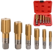 6 Pcs NPT Pipe Tap Set, 1", 3/4", 1/2", 3/8", 1/4", 1/8" NPT Pipe Tap Set, GCr15 Steel Titanium-Coated Taps Set with Storage Case