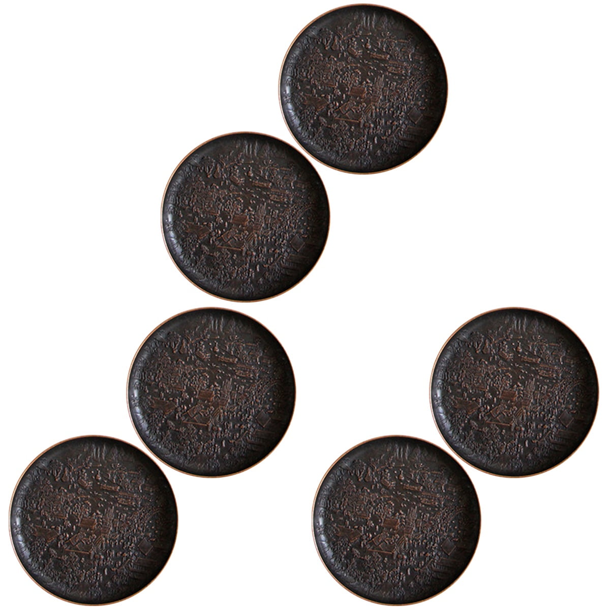 FENGGUIQU 2Pcs Copper Tea Saucers Metal Coffee Cup Coasters for Home and Tearoom