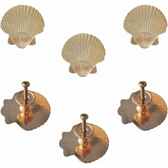 6 pcs Seashell Cabinet Knobs Ocean Theme Pulls Handles Kitchen Cabinet Knobs for Dresser Drawers Handles Simple Cabinet Hardware