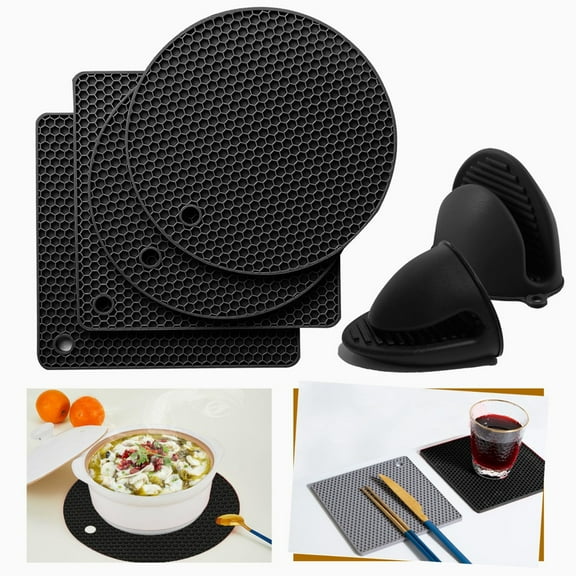 6-pcs Silicone Insulation Pad Accessories Set , Heat-resistant Silicone Foot Pads, Kitchen Multi-purpose Anti Slip Pads, Heat-resistant Silicone Placemats for Pots and Pans, Countertop Protectors