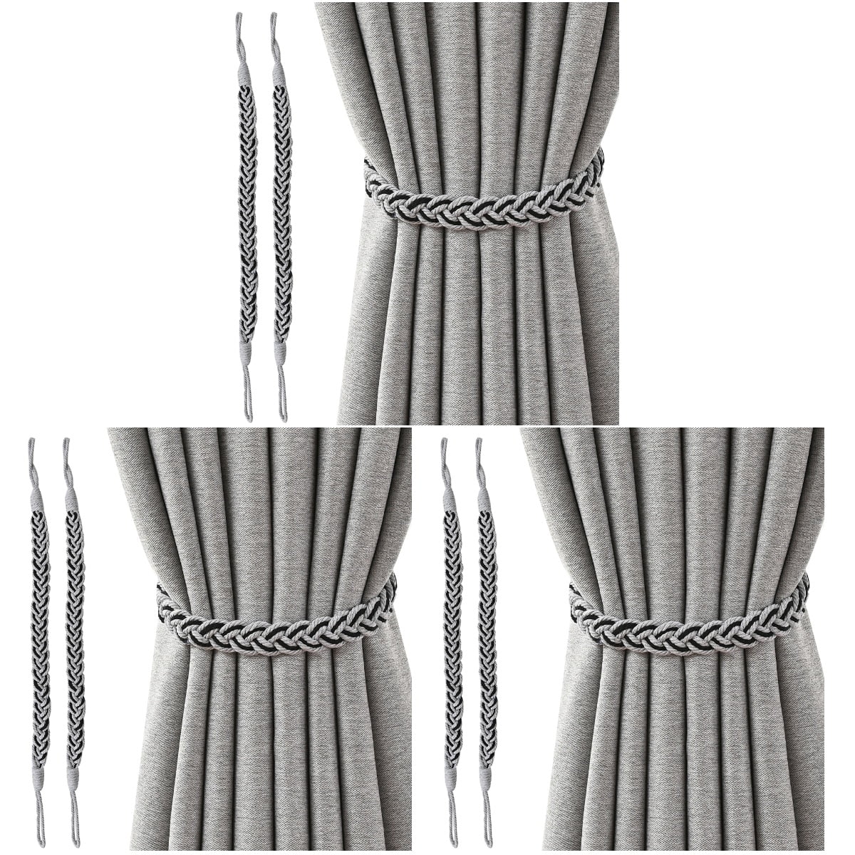 6 pcs Simple Woven Curtain Holdbacks Holder Window Rope Woven Curtain