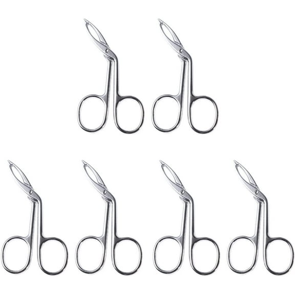 6 pcs Slant Tip Tweezers Stainless Steel Hair Remover Eyebrow Grooming Tool Metal Scissors lash Cluster Tweezers Beard Scissors Eyebrow Clip Eyebrow tweezer Oblique tip Handle face