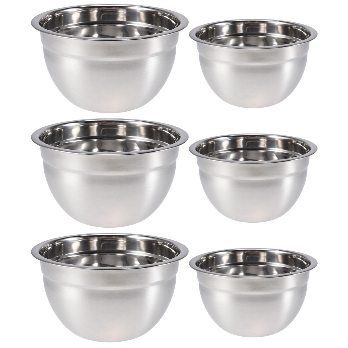 6 pcs Stainless Steel Food Bowl Salad Container Whisk Bowl