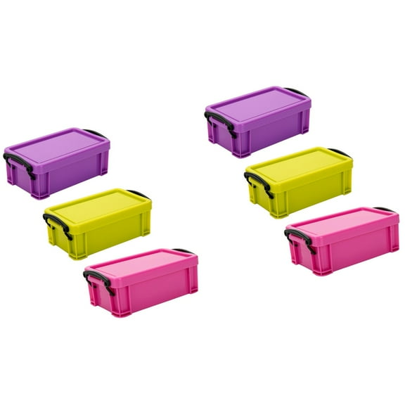 6 pcs  Storage Box with Lid Handle Stackable Storage Bins Sundries Sundries Organizer Box Container Basket for Clothes Toys Cosmestics Papers Jewelry