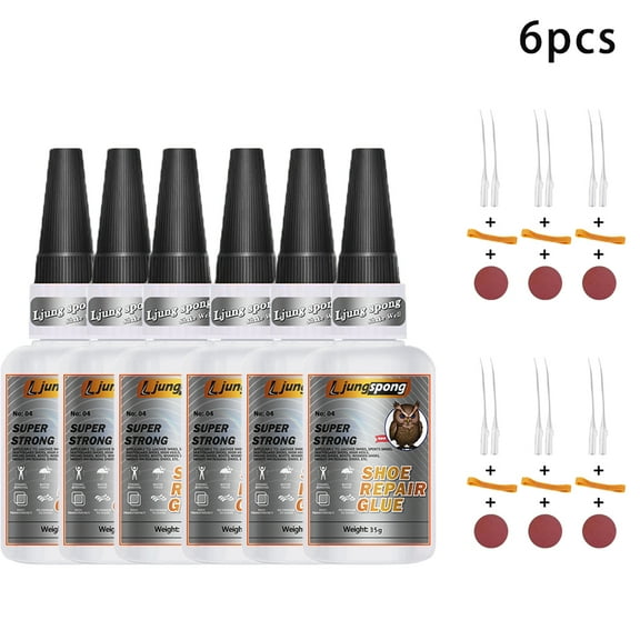 6 pcs Strong Versatile Shoe Repair Glue - Precision Nozzle Adhesive for Sneakers, Faux & Soft Resin Shoes - Ideal for DIY Crafts & Quick Fixes, Shoe Accessories