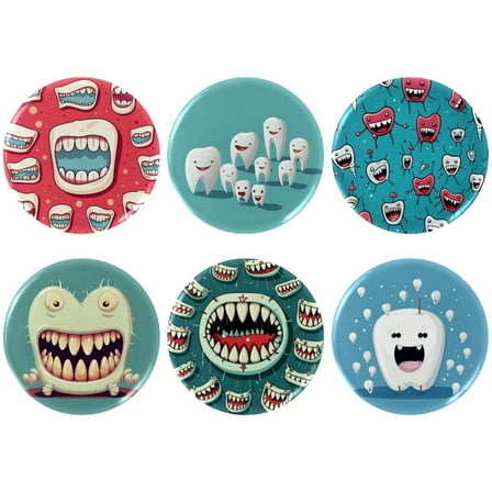 6 pcs Teeth Buttons Pins Retro Punk Button Pin Slogans Sayings Pinback Buttons for Backpacks Bags Hats Jeans