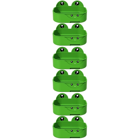 6 pcs  Wall Mounted Soap Holder Cartoon Frog Draining Soap Dish Sponge Holder Tray Rack