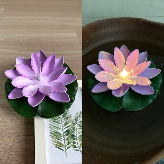 6 pcs Waterproof Floating Lotus Light -LED Floating Flower Light Battery Operated Water Activated Warm White Pool Flower Lamp Wedding,Anniversary,Garden,Swimming Pool Decoration