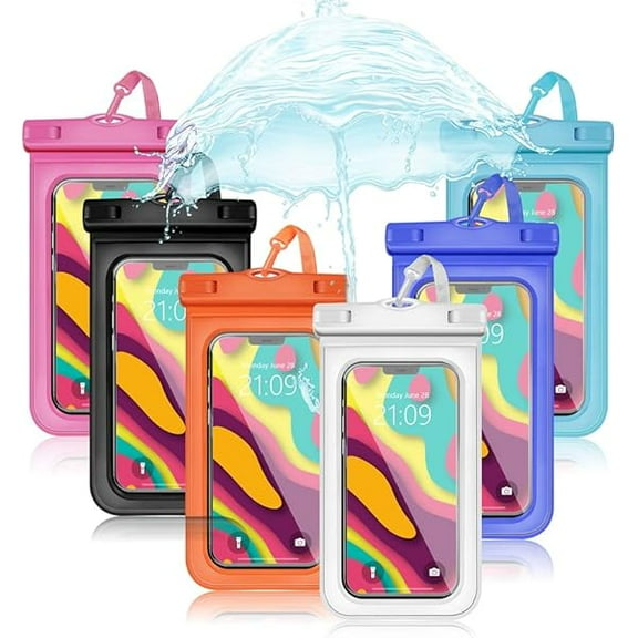 6 pcs Waterproof Phone Pouch Universal Phone Waterproof Case Compatible for iPhone 11 13 12 Max Pro XS Samsung Galaxy s22 s10 Up to 6.9", IPX8 Plastic Cell Phone Dry Bags