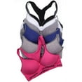 thumbnail image 1 of 6 pcs Wire Free Gym Light Padded Raceback Polyamide/Cotton Sports Bra B C D Cup (38B), 1 of 3