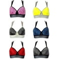 thumbnail image 1 of 6 pcs Wire Free Gym Light Padded Raceback Polyamide/Cotton Sports Bra B C D Cup (38B), 1 of 3