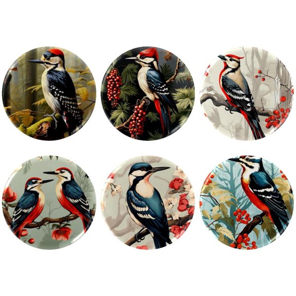 6 pcs Woodpecker Buttons Pins Retro Punk Button Pin Slogans Sayings Pinback Buttons for Backpacks Bags Hats Jeans