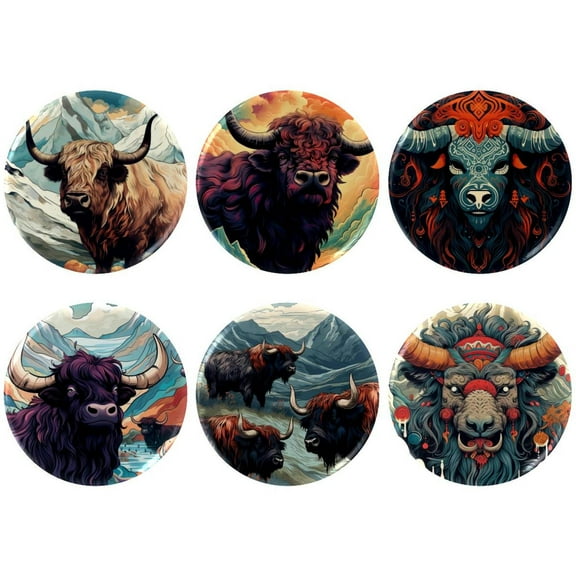 6 pcs Yak Buttons Pins Retro Punk Button Pin Slogans Sayings Pinback Buttons for Backpacks Bags Hats Jeans