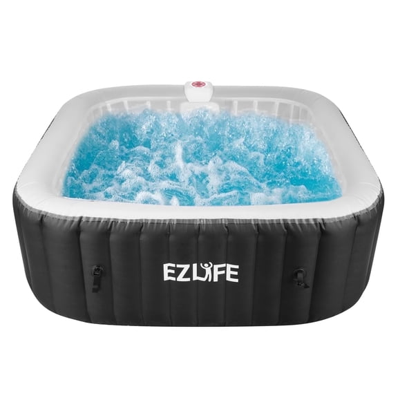 6 Person Inflatable Square Hot Tub Spa with LED Lights