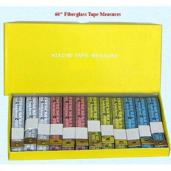 6-piece Assorted Colors Value-pack 60inch /150cm Soft Fabric Tape Measures - Dual-sided Standard &amp; Metric (6pcs/pack)