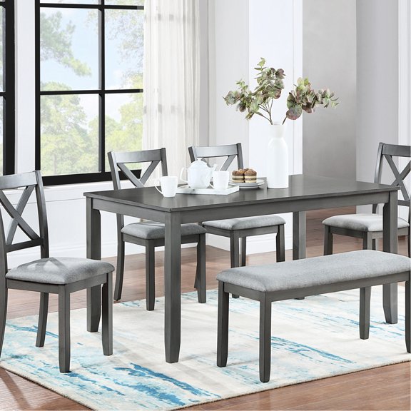 6-piece Dining Set - Water-resistant Tabletop & Space-saving Design - Kitchen Dining - Easy to Clean and Relaxing Dining