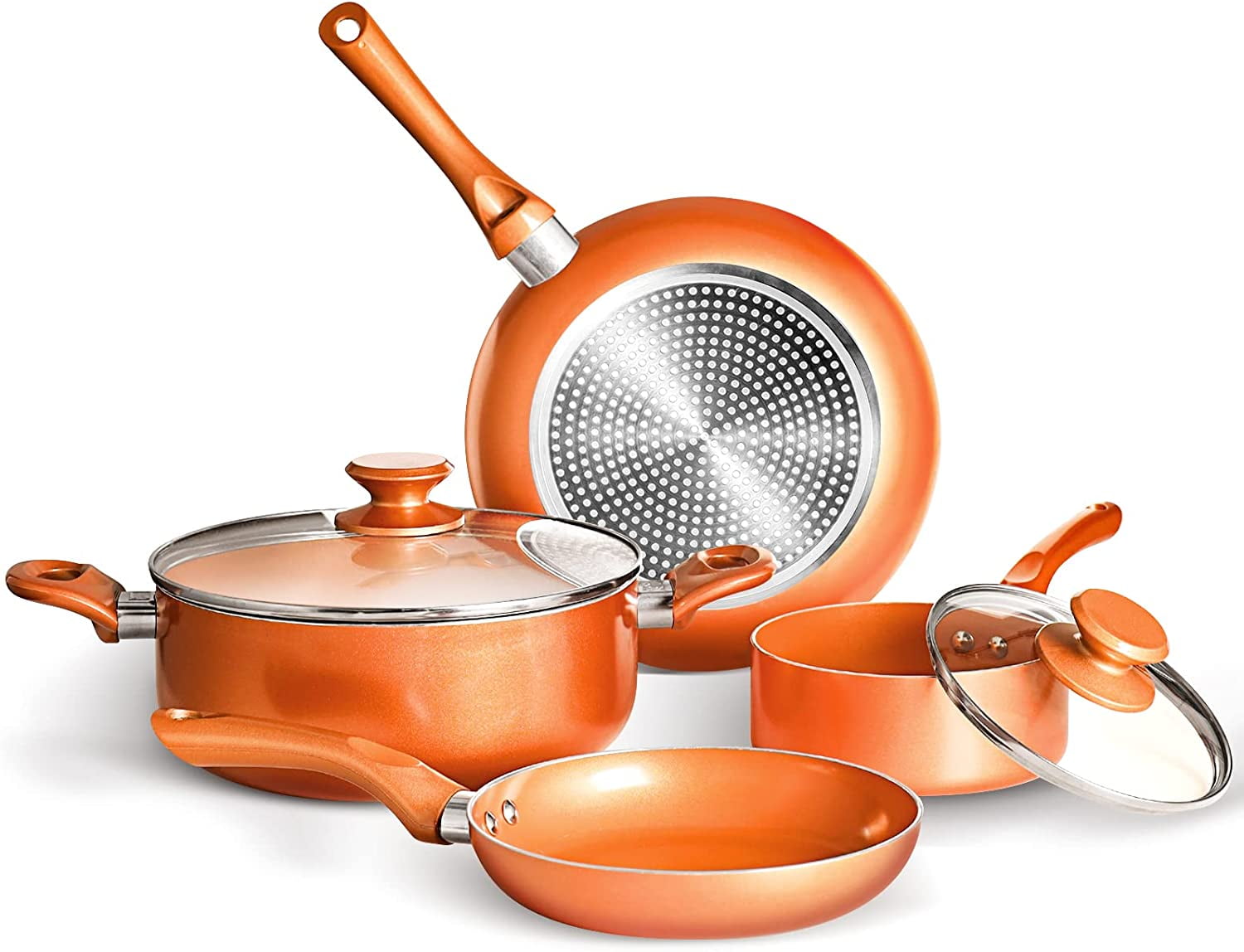 6piece Nonstick Cookware Set Pots and Pans Set for Cooking Ceramic Coating Saucepan Stock