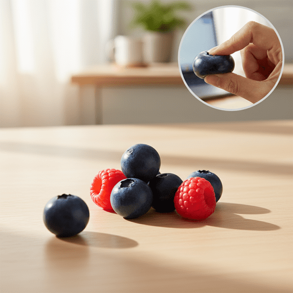 Realistic Blueberry Squeeze Sensory Object for Stress Relief and Anxiety with Slow Rising Soft Touch Texture for Desk and Office Relaxation, Blue