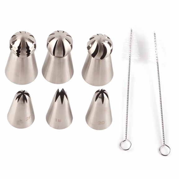 6 piece Stainless Steel Piping Tip Set for Cake and Cupcake Decorating