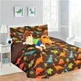 thumbnail image 1 of 6 piece Twin dinosaur brown bed in bag comforter and sheet set for Kids and Teens, 1 of 6