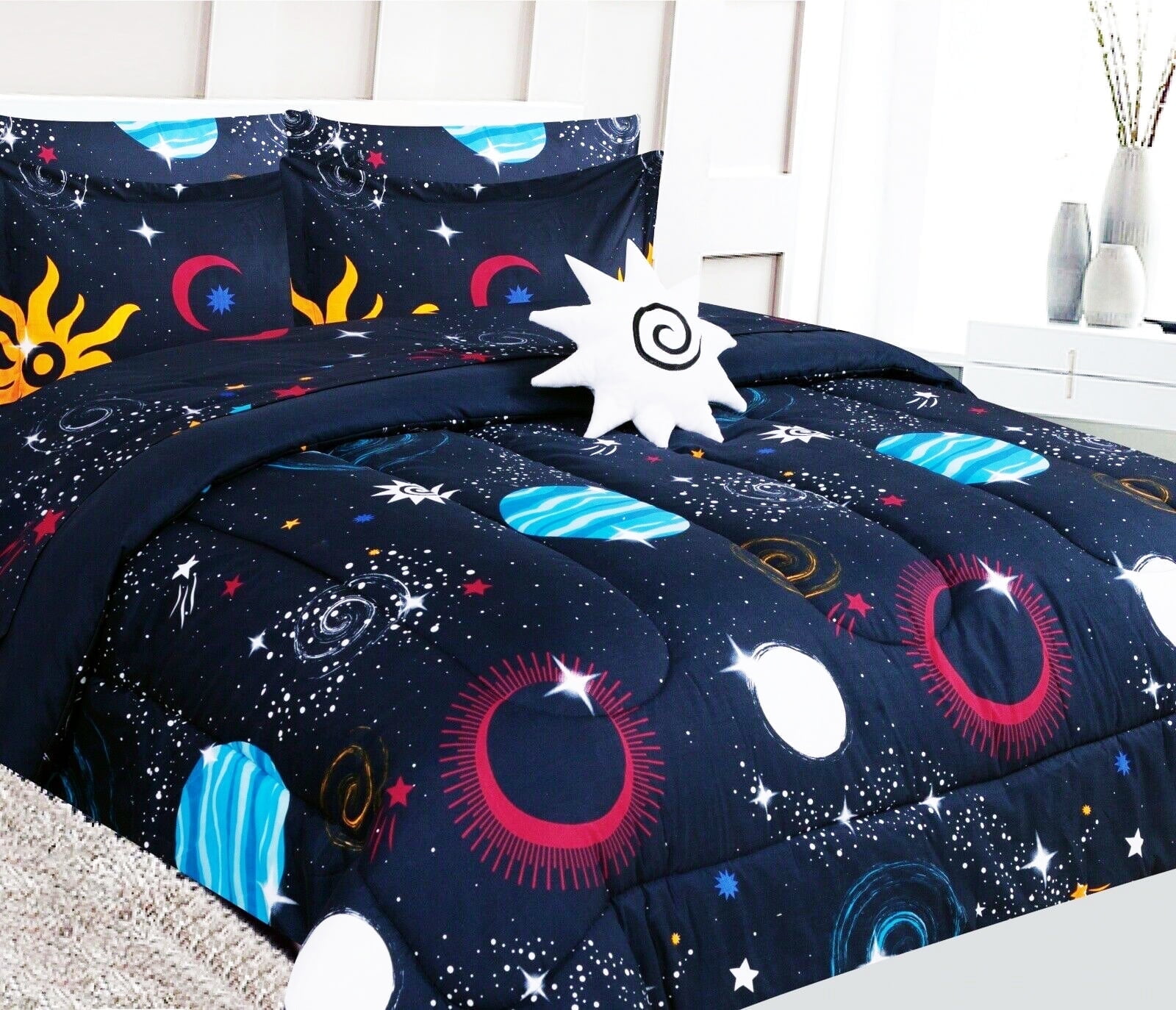 A Nice Night Galaxy Bedding Sets,3D Butterfly Flying In Space Printed