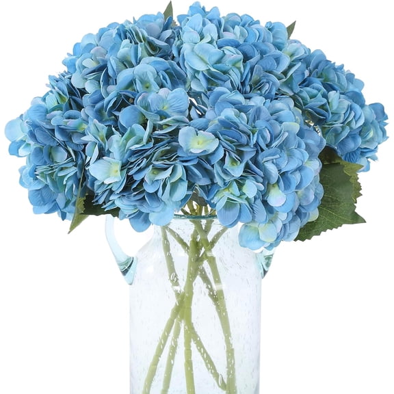 6-piece artificial hydrangea flowers, blue Hydrangea-like artificial flowers with stems, suitable for wedding bouquets, home table decorations and birthday party vase decorations