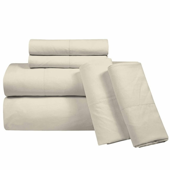 6 piece queen sheets set, ultra soft 1800 microfiber, deep pocket fitted sheet, flat sheet, 4 pillowcases, fade resistant, wrinkle free, hotel style bedding, beige