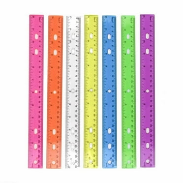 6-piece ruler set 6-color transparent ruler plastic ruler 12-inch metric ruler with inches and centimeters Guczhu