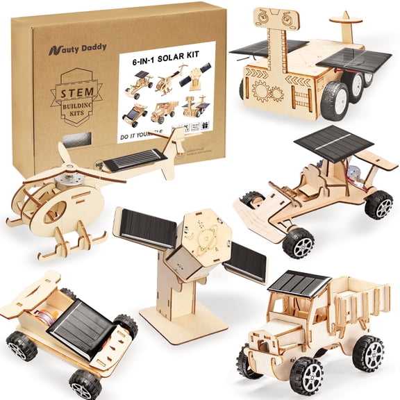 NautyDaddy 6-Piece Set Solar System 3D Wooden Puzzle STEM Assembly Model Kit