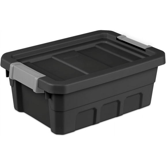 6-piece stackable storage bins with lids, 4-gallon, black - suitable for bedside, garage, office, kitchen, and classroom small storage and organization