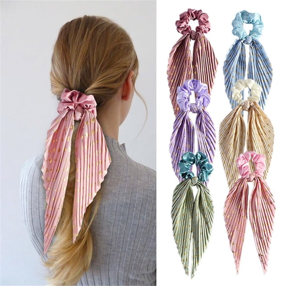 6 pieces -2026 new women's headband with long tail elastic band, suitable for girls, women and girls' hair rings, knotted bow headband