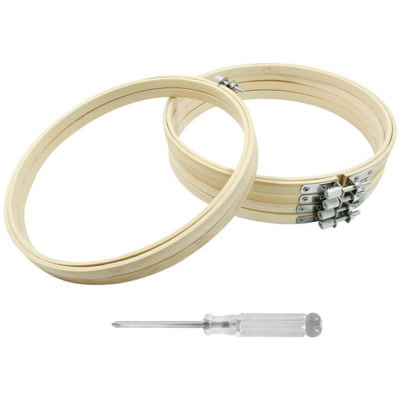 6 pieces 8 inch Embroidery Hoops, Round Wood Embroidery Hoops, Adjustable Bamboo Circle Cross Stitch Hoop Ring, Wooden Embroidery Frames for Art Craft Sewing, Christmas Decoration