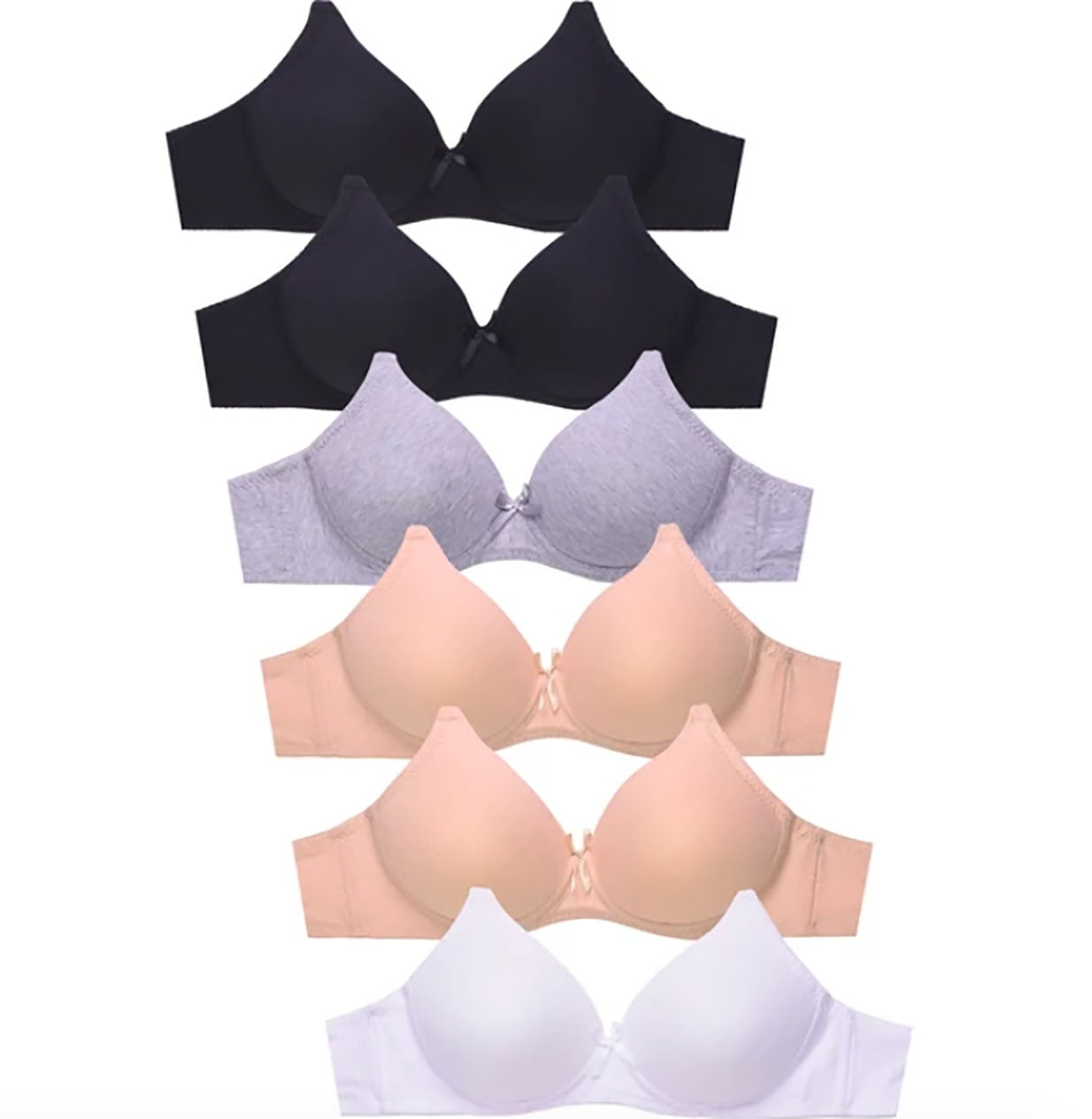 6 pieces Big Girls Bras Teenager Molded Padded Wire Free Junior Training  Bra 30A 32A 34A 36A 30A (70390-A-52L6) 