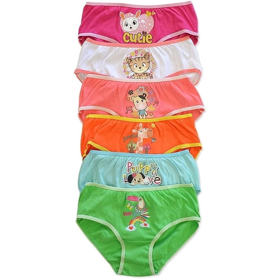 6 pieces Mermaid Polka Dot Princess School Kid Girl 100% COTTON Bikini Panty S/M/L/XL (gp024/029/030/028) (LARGE, style # GP028)
