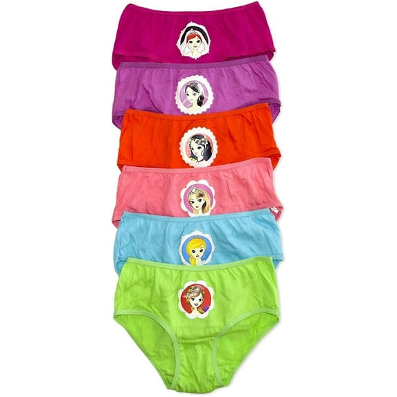 6 pieces Mermaid Polka Dot Princess School Kid Girl 100% COTTON Bikini Panty S/M/L/XL (gp024/029) (MEDIUM, style # GP024)