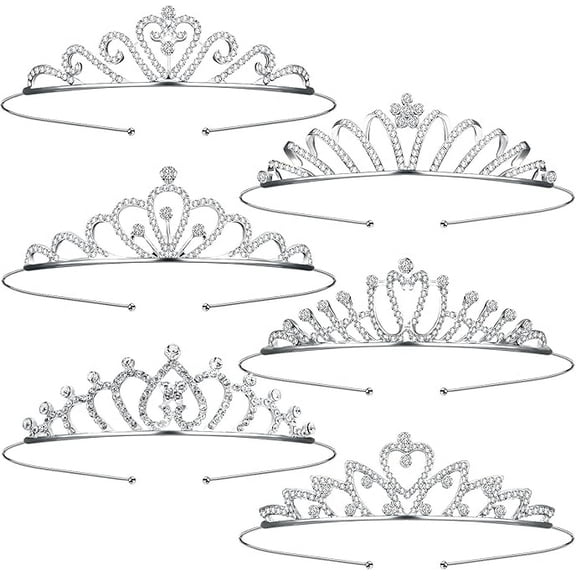 6 pieces Princess Tiara for Women Crystal Tiara Crowns Rhinestone Headpiece Bridal Wedding Headband Birthday Prom Pageant Party Hair Accessories