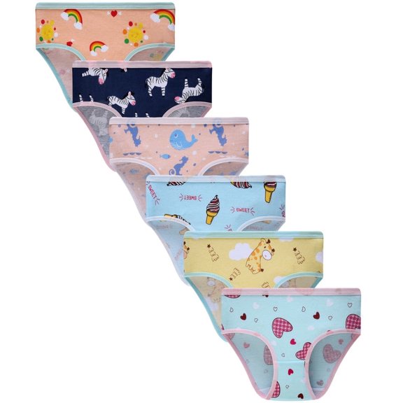 6 pieces The four seasons Little Girls Soft Cotton Underwear Toddler Undies Kids panties