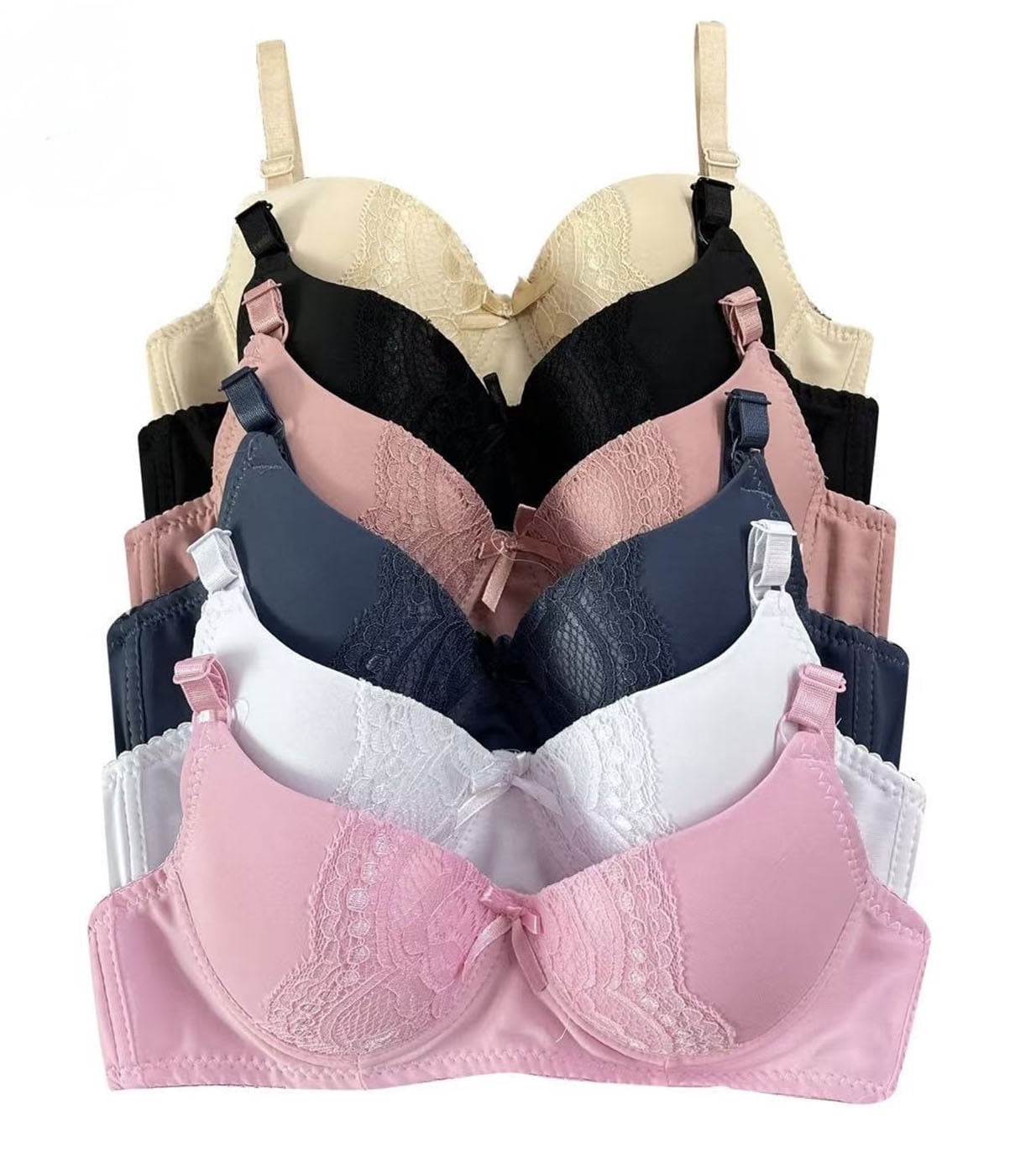 6 pieces of Pushup Underwired Butterfly Lace Lady's Gentle Push Up Bra A B C Cup