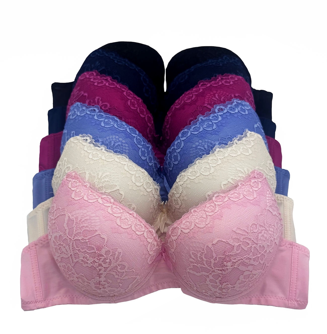 6 pieces of Plain Cotton Pushup Underwired Lace Lady's Gentle Push Up Bra 34C