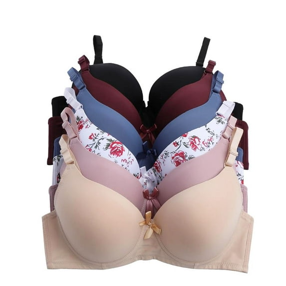 Iheyi 6 Pieces Plain Quality Soft Padded Everyday Bra (34C)