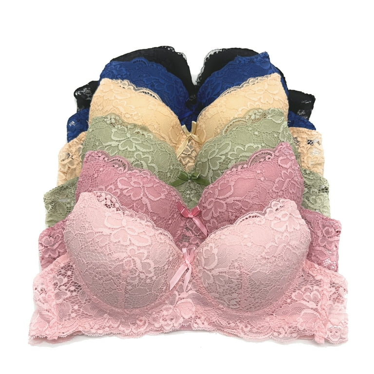 6 pieces of Pushup Underwired Lace Lady's Gentle Push Up Bra A B C