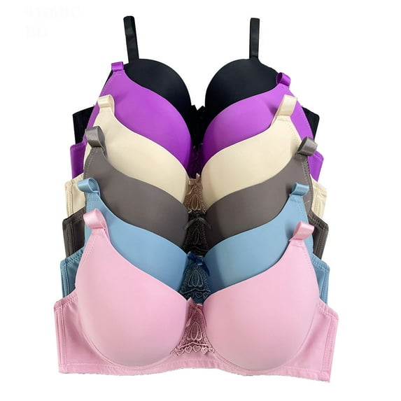 6 pieces of Pushup Underwired Lace Lady's Gentle Push Up Bra A B C Cup 36B (6693)